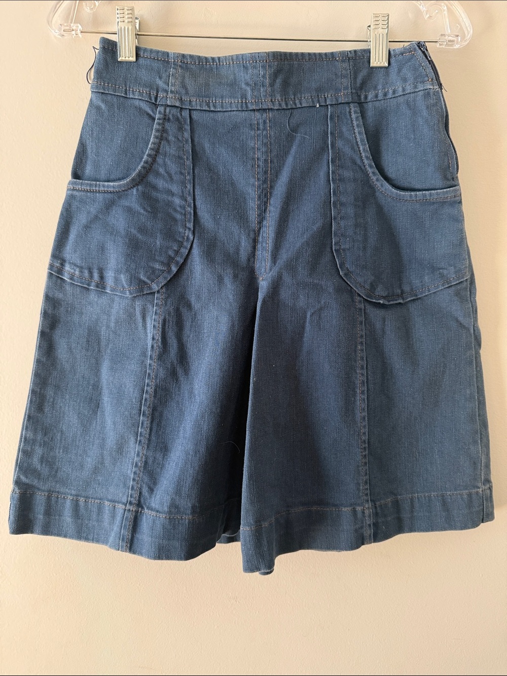 Zara Indigo Denim Skirt with Pleats at front and back and Front Pockets